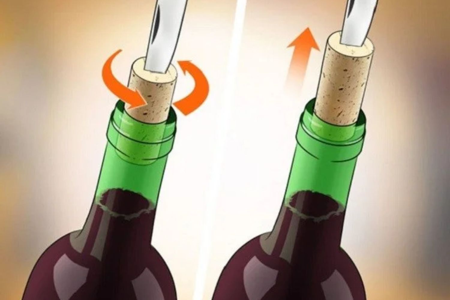 Cách mở rượu vang khi không có đồ khui bằng dao thái